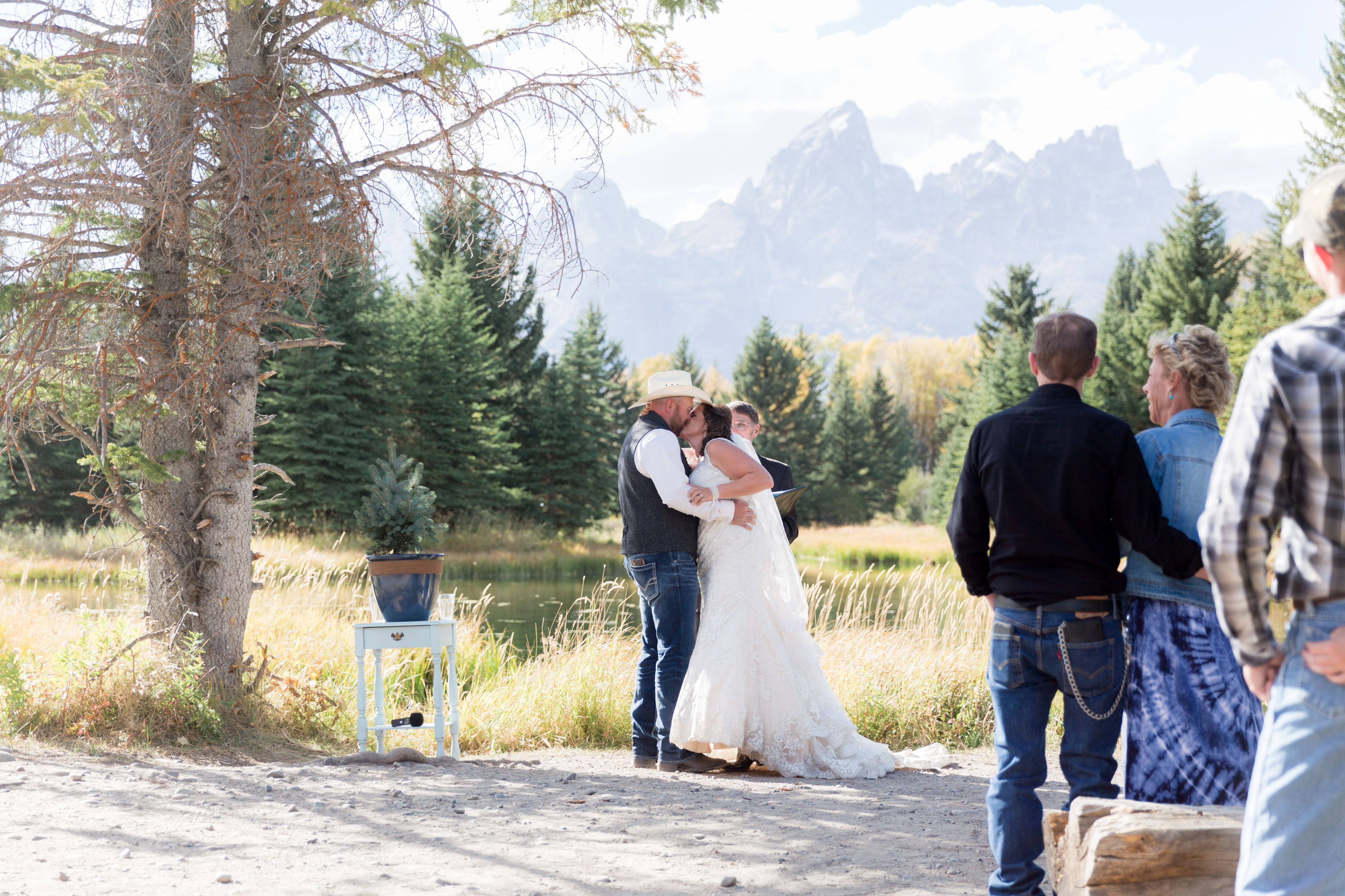 Fall wedding ceremony in Grand Teton National Park