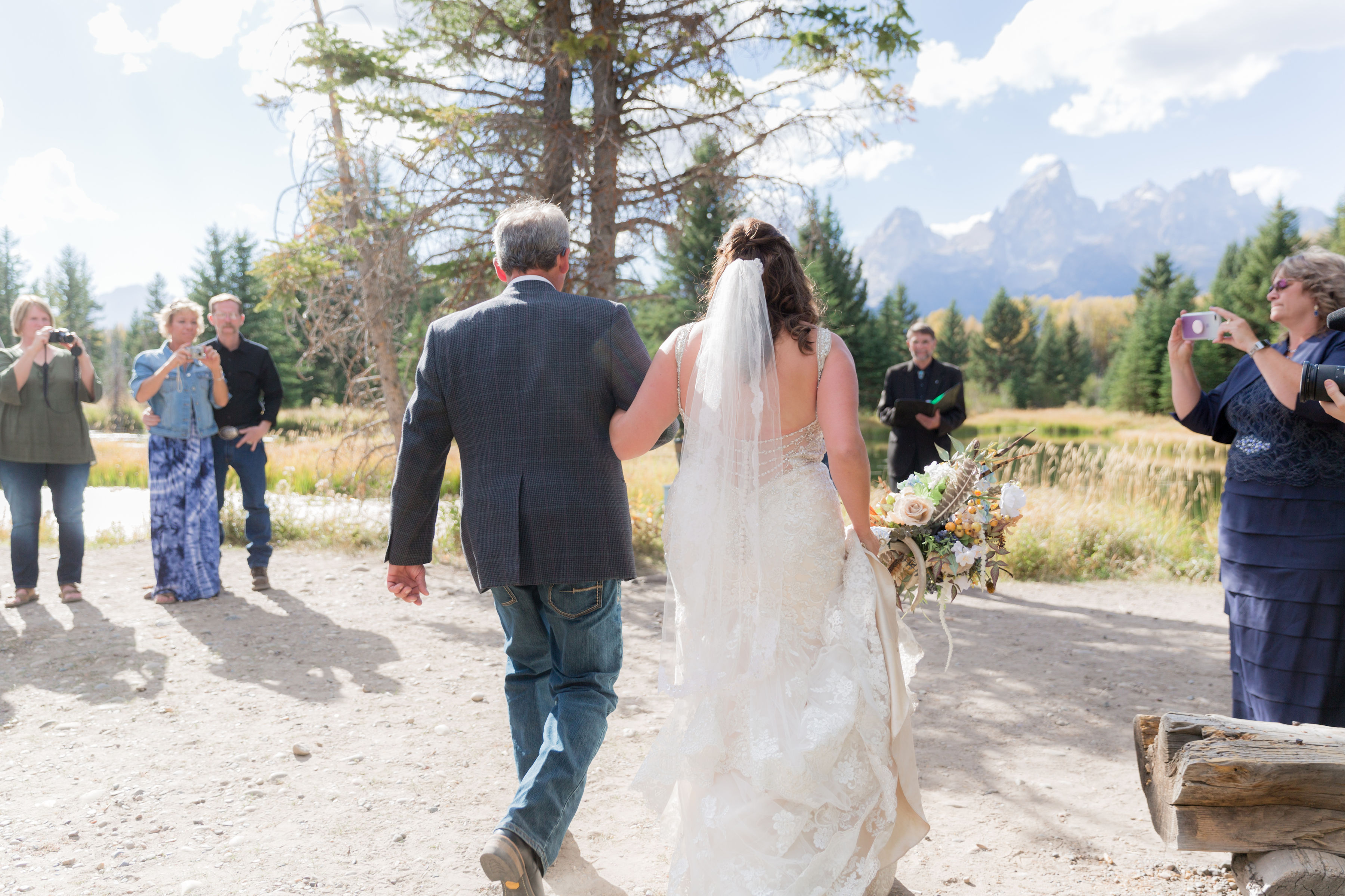 Bride and dad in Grand Teton National Park