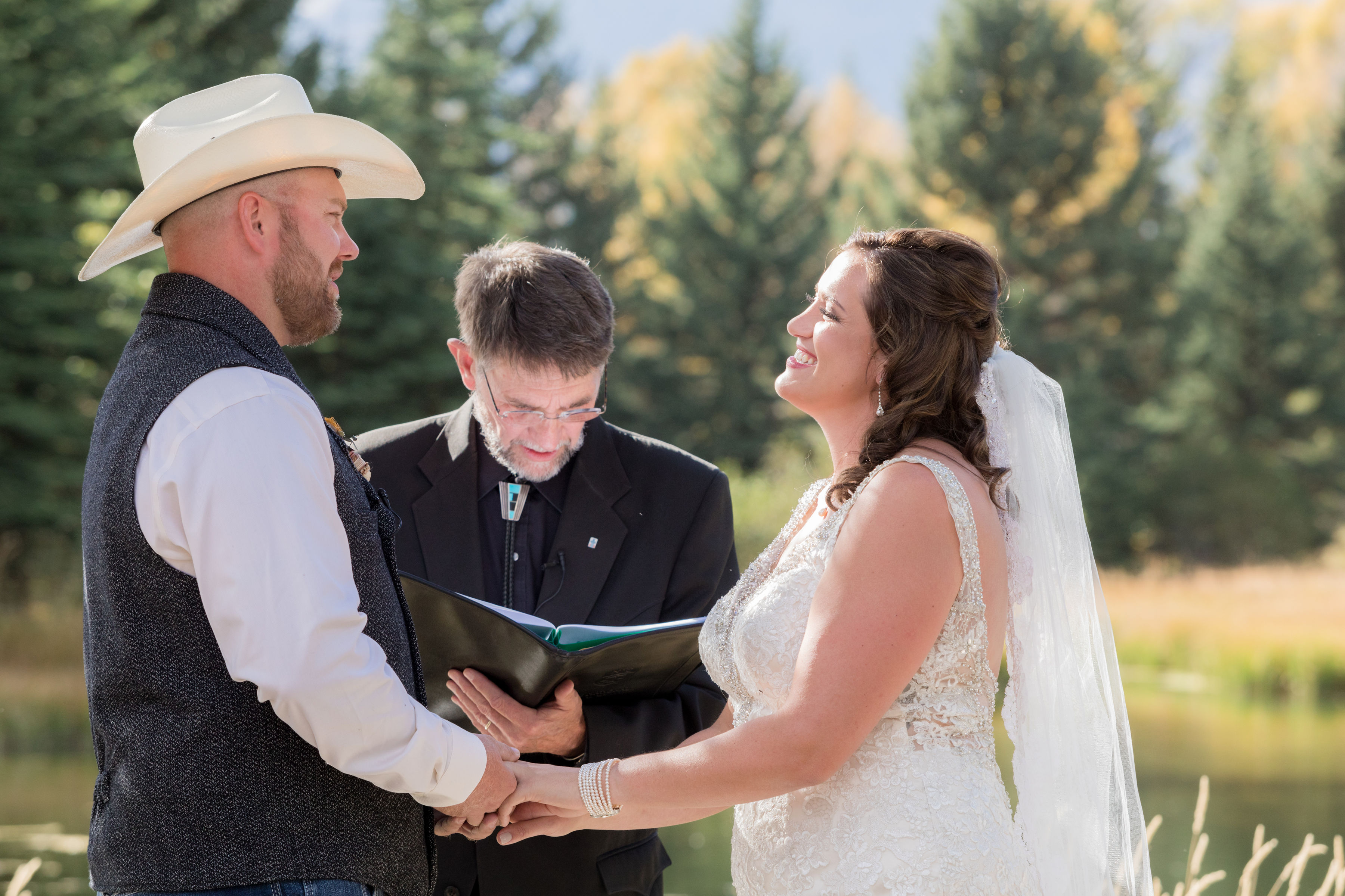 Fall wedding ceremony in Grand Teton National Park