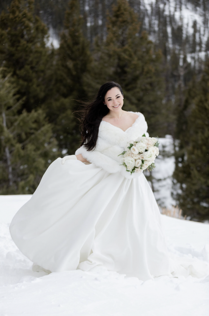 A winter bride in Grand Teton National Park, Wyoming