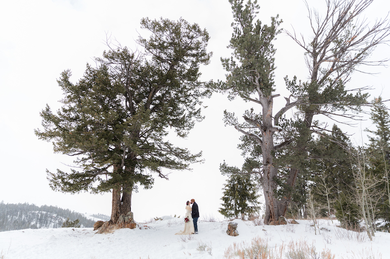 Winter wedding ceremony at The Wedding Tree in Jackson Hole 