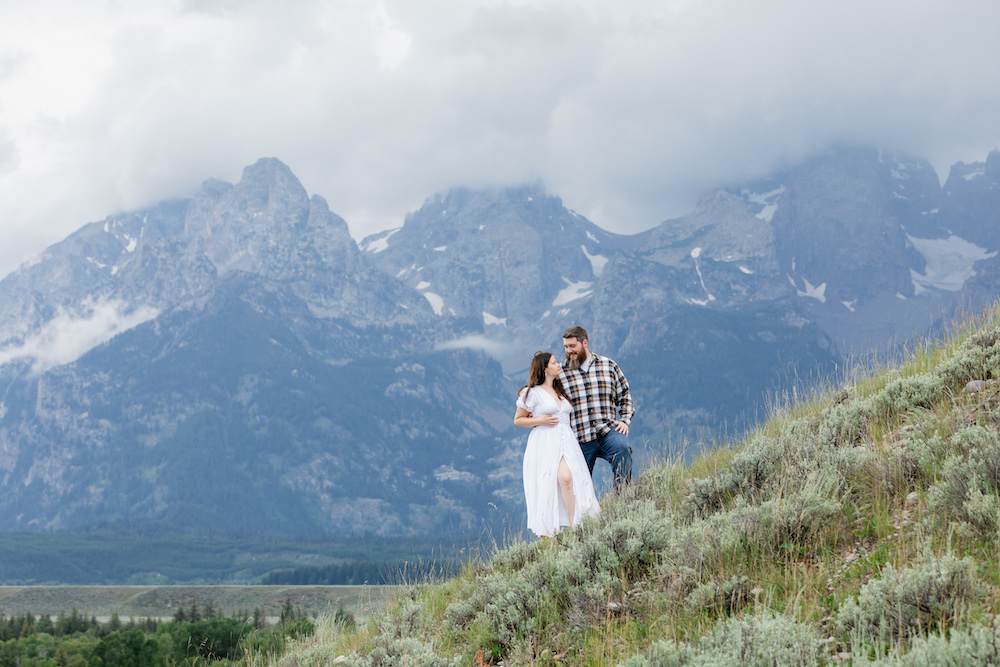 Stormy skies in the Tetons for a micro wedding photoshoot