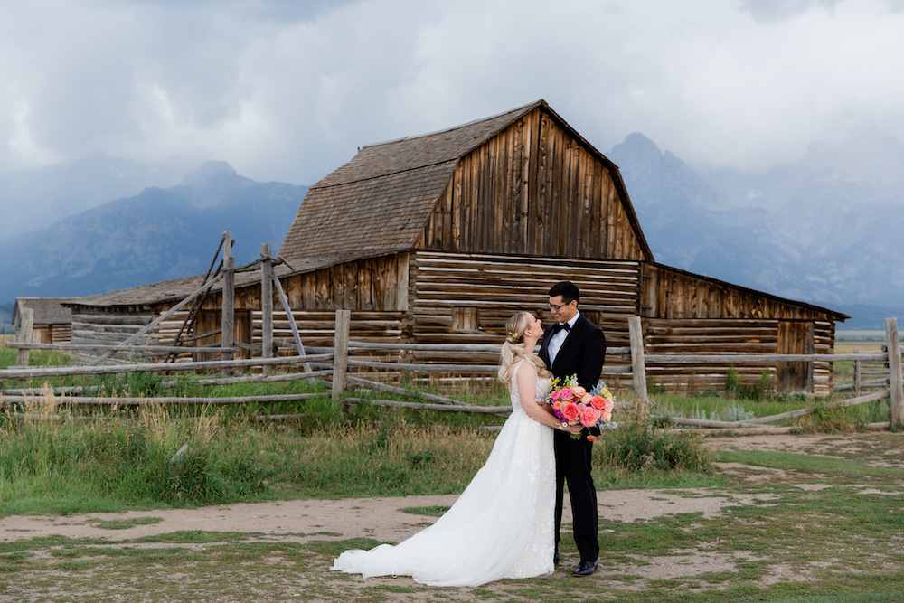 An intimate wedding at Mormon Row in Grand Teton National Park