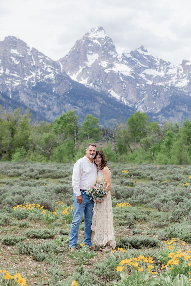Wildflowers are a great reason to get married in Grand Teton National Park in the spring
